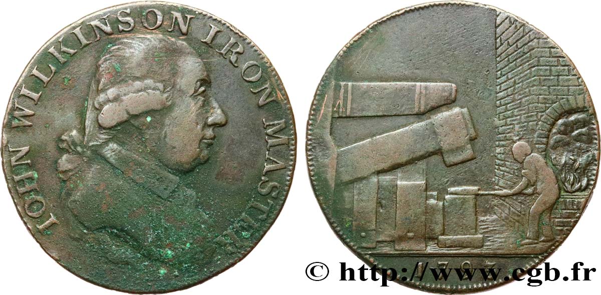 REINO UNIDO (TOKENS) 1/2 Penny John Wilkinson (Warwickshire 1793  BC+ 