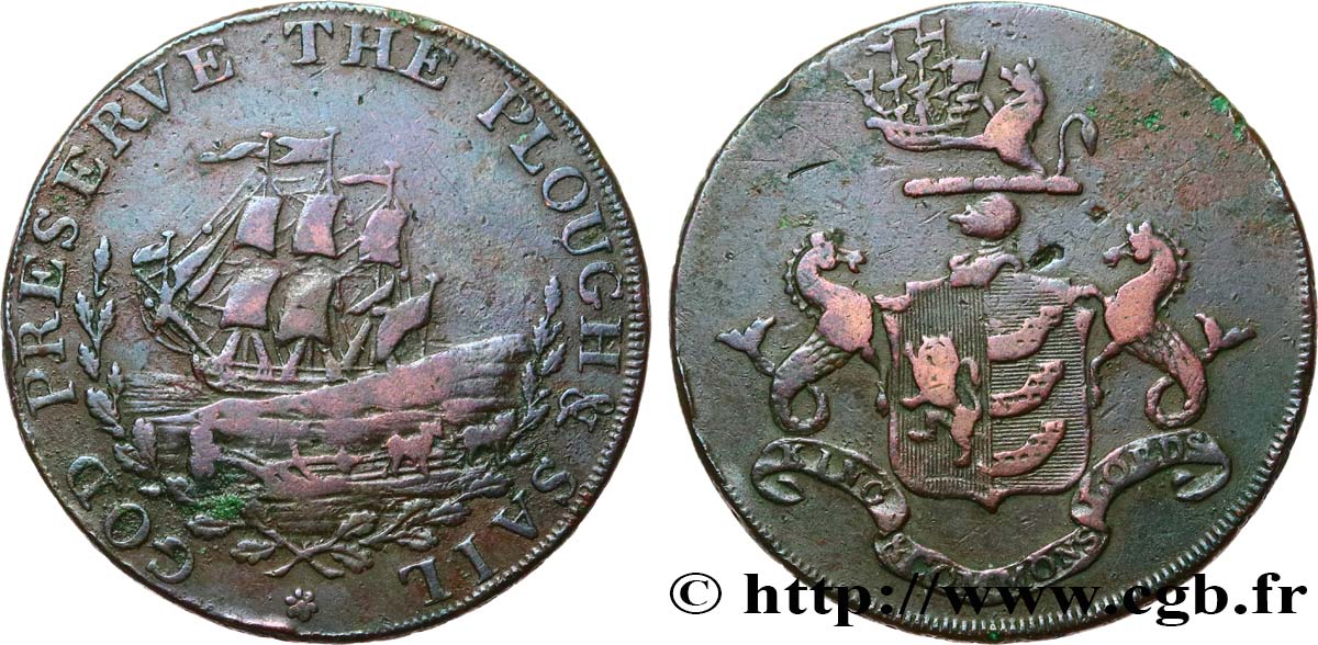 BRITISH TOKENS OR JETTONS 1/2 Penny - Ipswich (Suffolk) n.d.  VF 