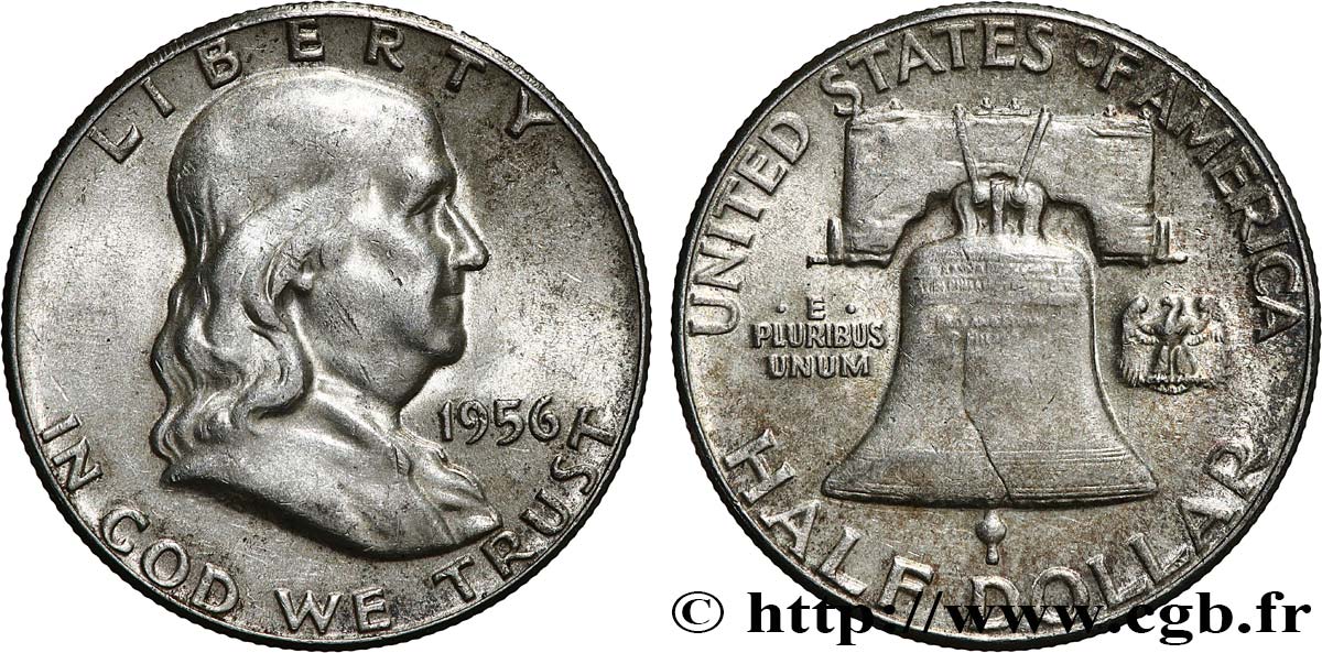 UNITED STATES OF AMERICA 1/2 Dollar Benjamin Franklin 1956  XF 