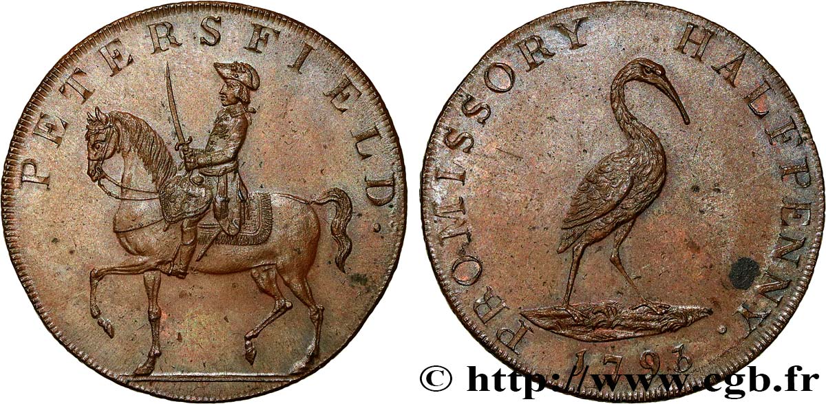 GETTONI BRITANICI 1/2 Penny Petersfield (Hampshire) 1793  MS 
