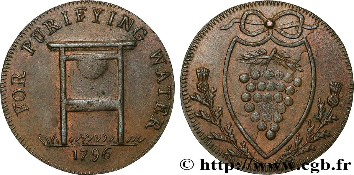 ÉCOSSE 1/2 Penny token Lothian 1796 Edimbourg TTB+ 