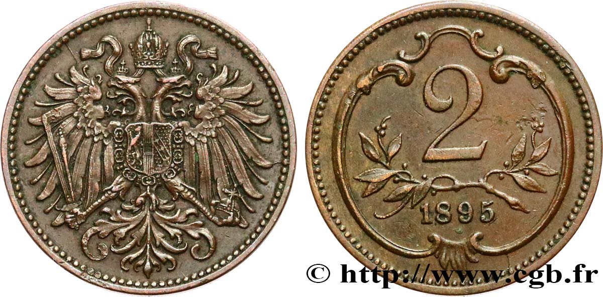 AUSTRIA 2 Heller 1895 Vienne AU 