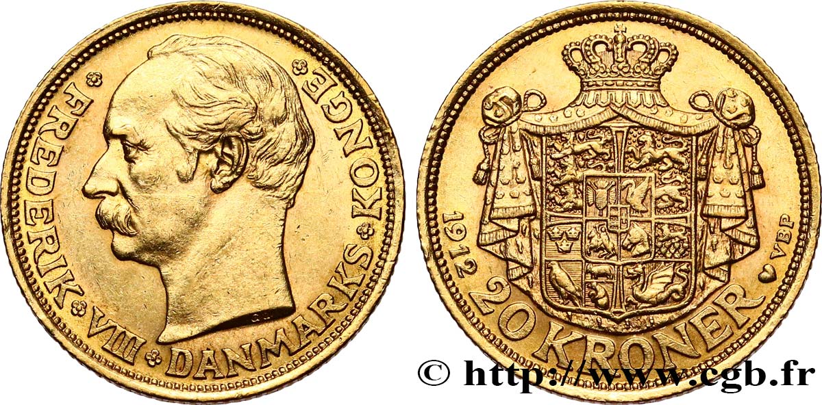 DINAMARCA 20 Kroner Frédéric VIII  1912 Copenhague q.SPL 