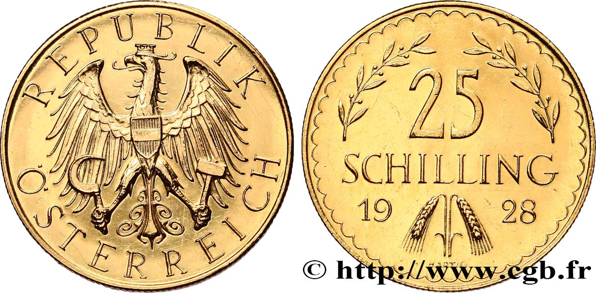 ÖSTERREICH 25 Schilling aigle héraldique 1928 Vienne VZ 