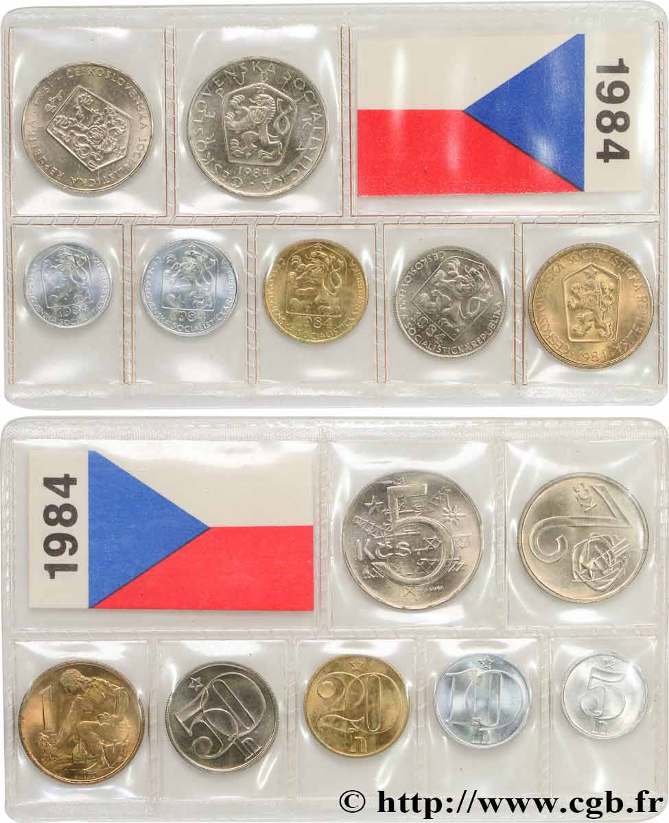 TCHÉCOSLOVAQUIE Série FDC 7 monnaies 1984  SPL 