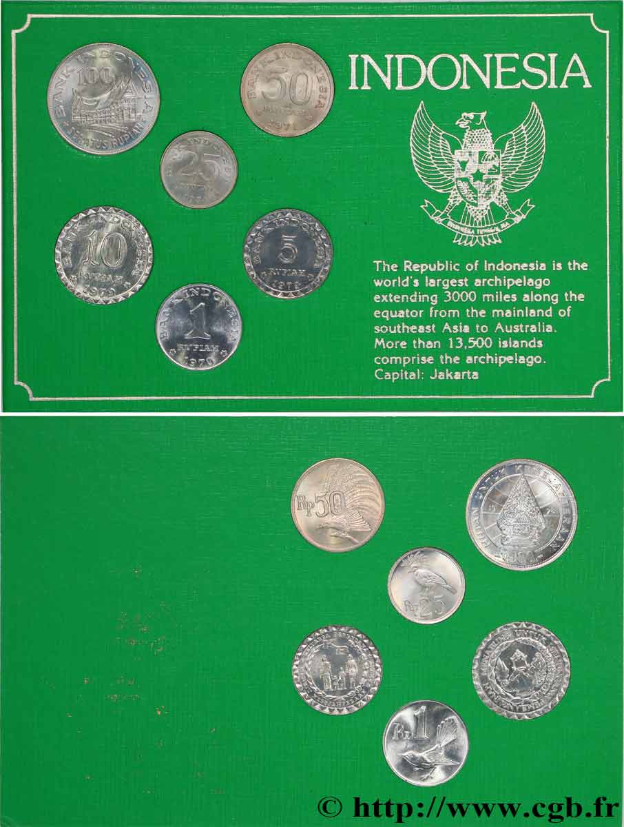 INDONÉSIE Série de 6 Monnaies  1970 - 1979 Karawang - Indonésie FDC 