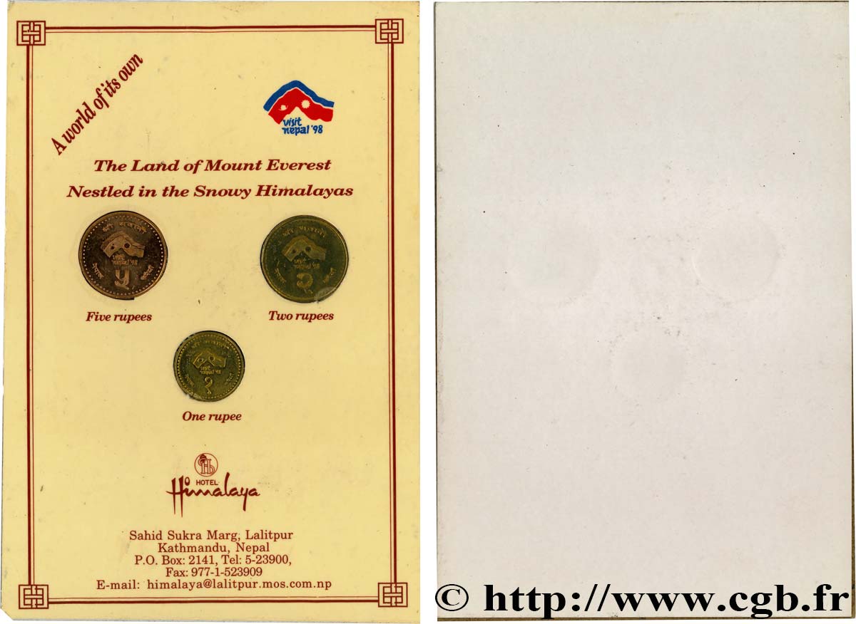 NÉPAL Série de 3 monnaies - Visite Népal 1997 Katmandou - Népal SPL 