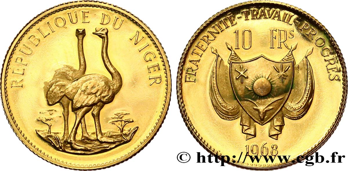 NIGER 10 Francs Proof 1968  MS 