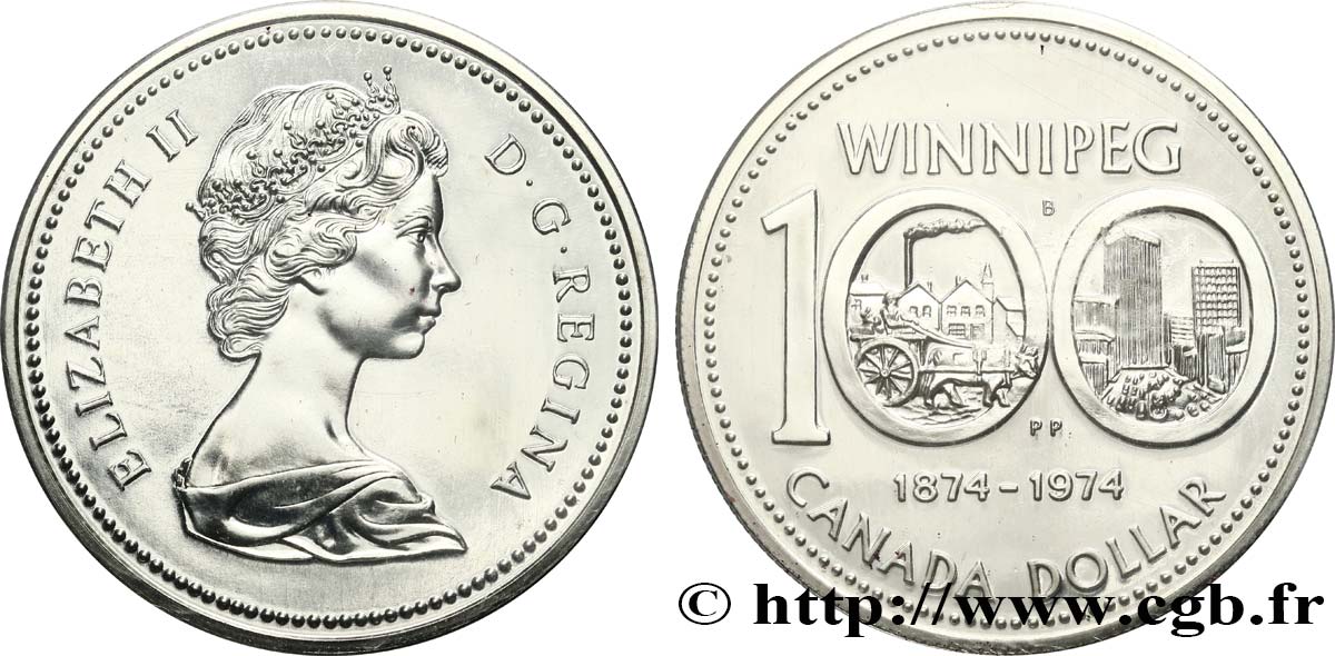 CANADA 1 Dollar Centenaire de Winnipeg 1974  SPL 