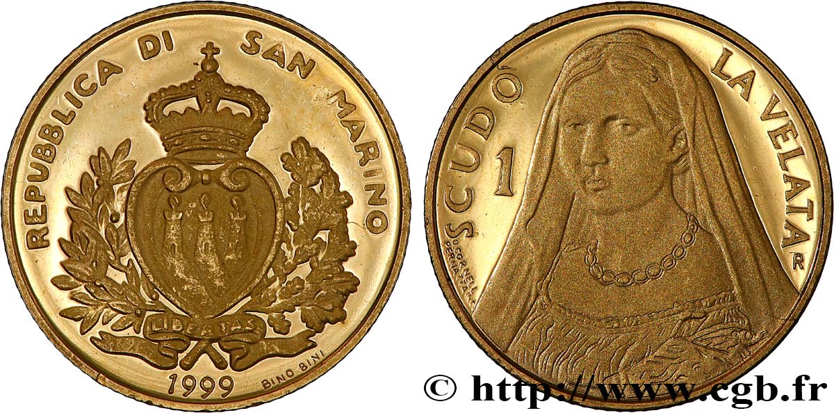 SAN MARINO 1 Scudo Proof La Velata 1999 Rome MS 