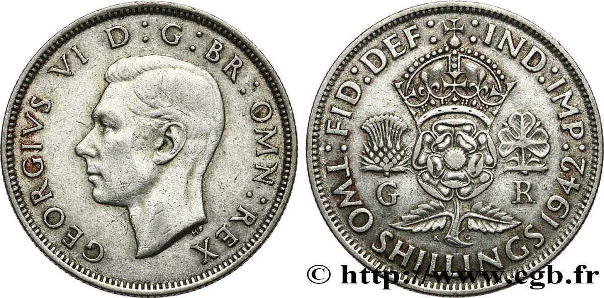 REINO UNIDO 1 Florin (2 Shillings) Georges VI 1942  MBC 