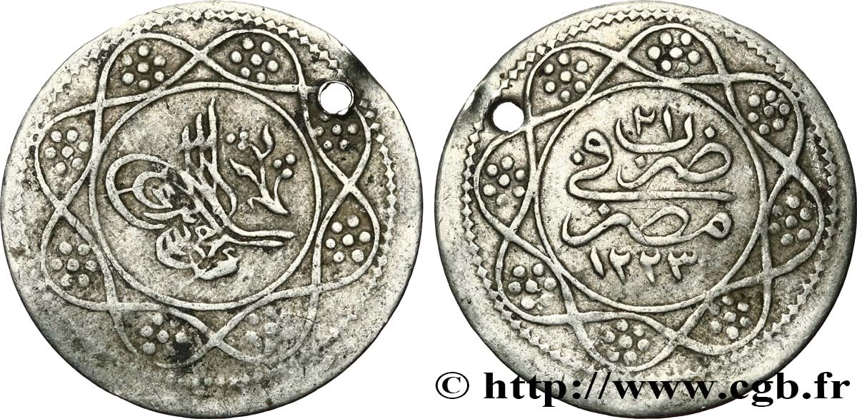 ÄGYPTEN 1 Qirsh Mahmoud II an 21 AH 1223 (1828) Misr SS 