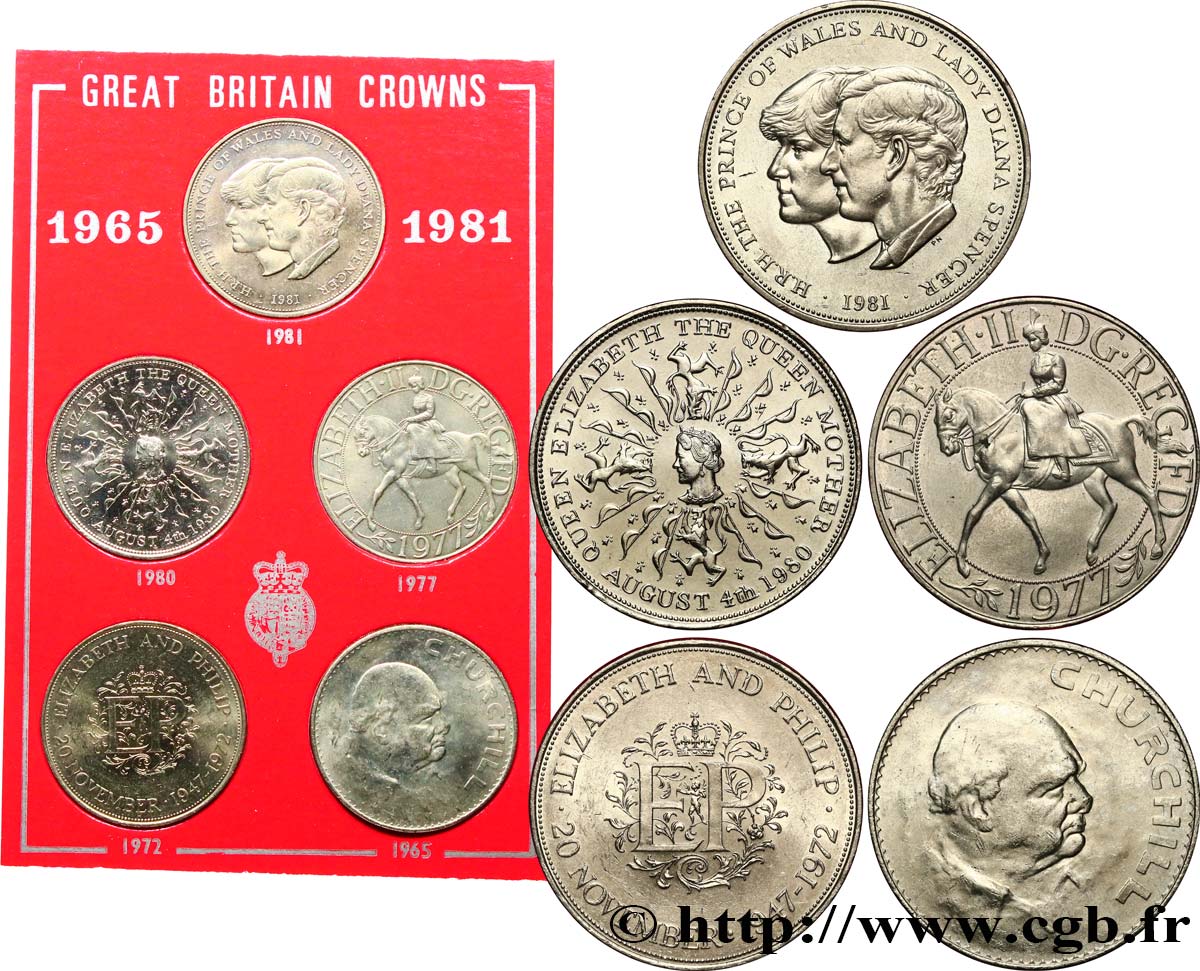 UNITED KINGDOM Série de 5 Crowns 1965-1981  AU 
