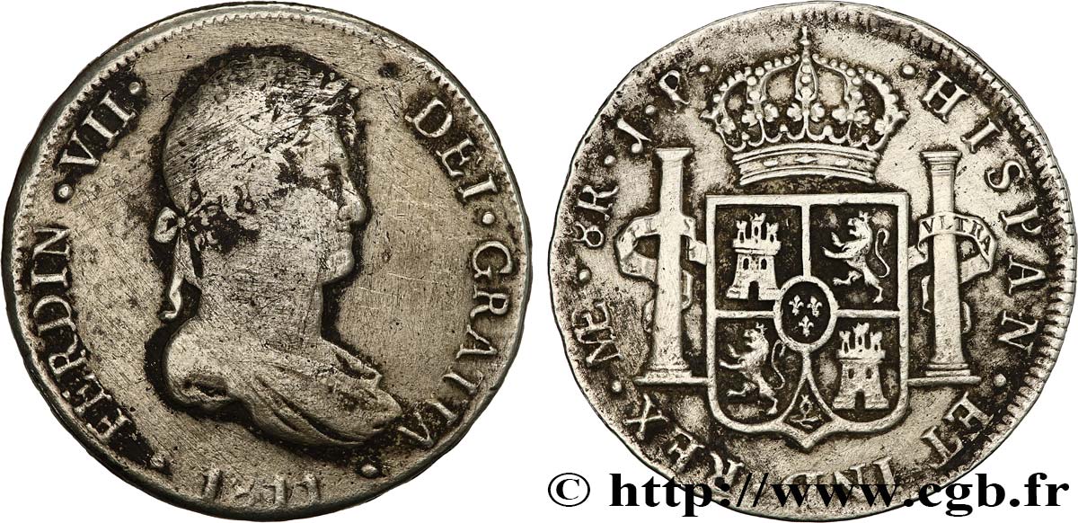 PERU 8 Reales Ferdinand VII 1811 Lima VF/XF 