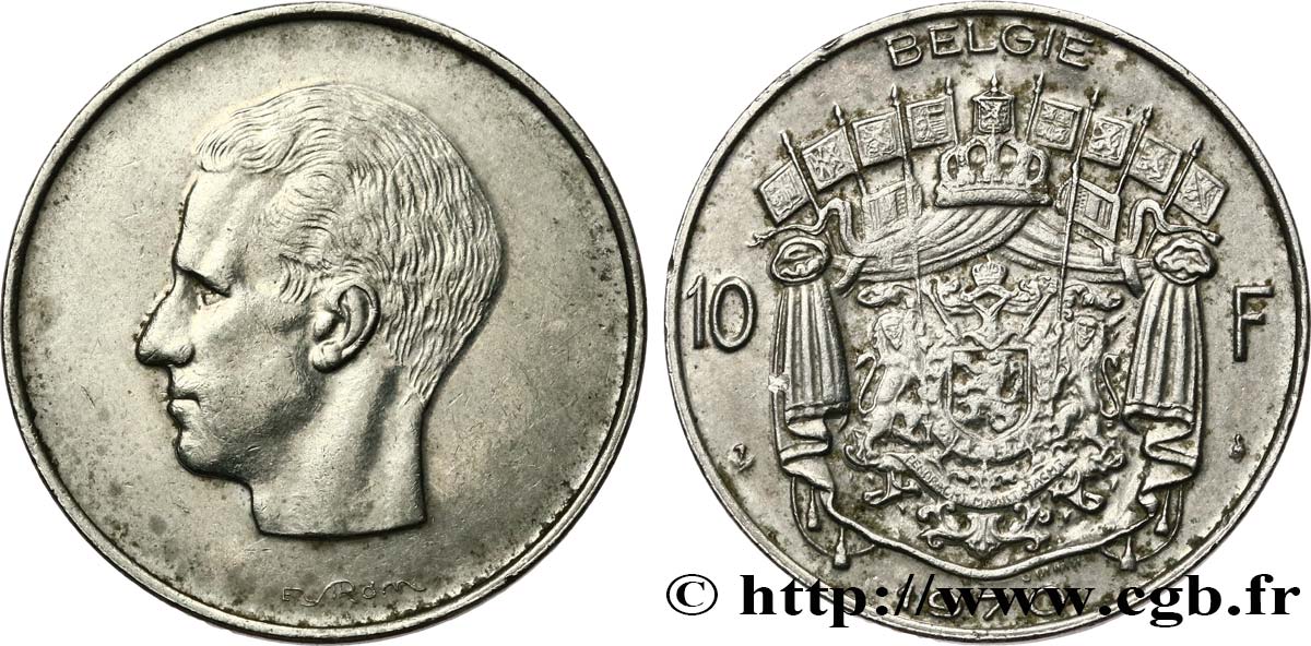 BELGIUM 10 Francs roi Baudouin légende flamande 1970 Bruxelles AU 