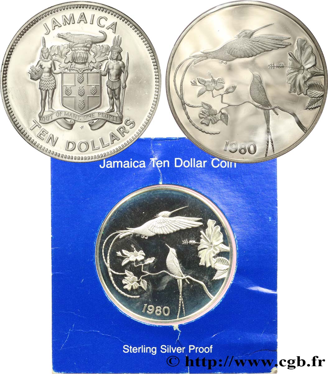 JAMAÏQUE 10 Dollars Proof  1980 Franklin SPL 