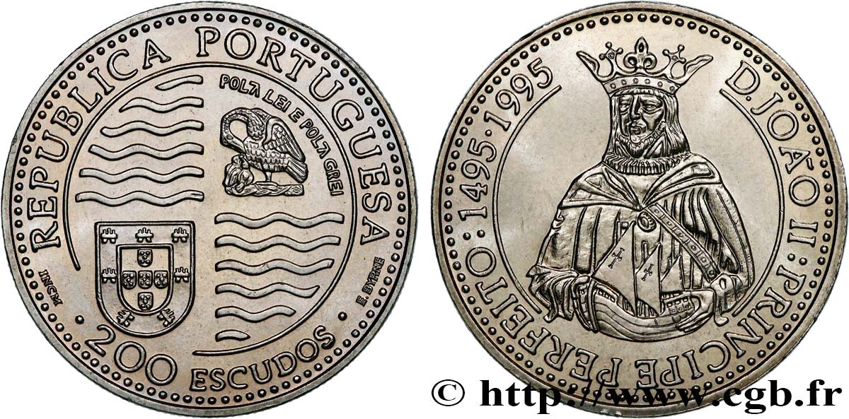 PORTUGAL 200 Escudos 500e anniversaire du règne de Jean II 1995  SC 