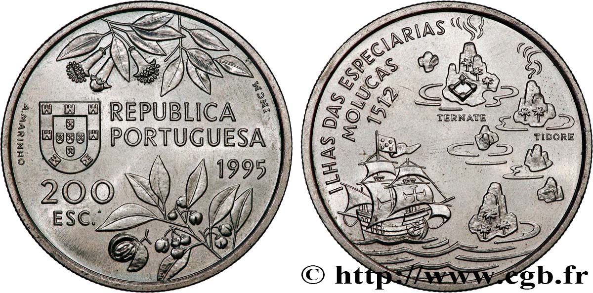 PORTUGAL 200 Escudos découverte des îles Moluques 1995  SC 