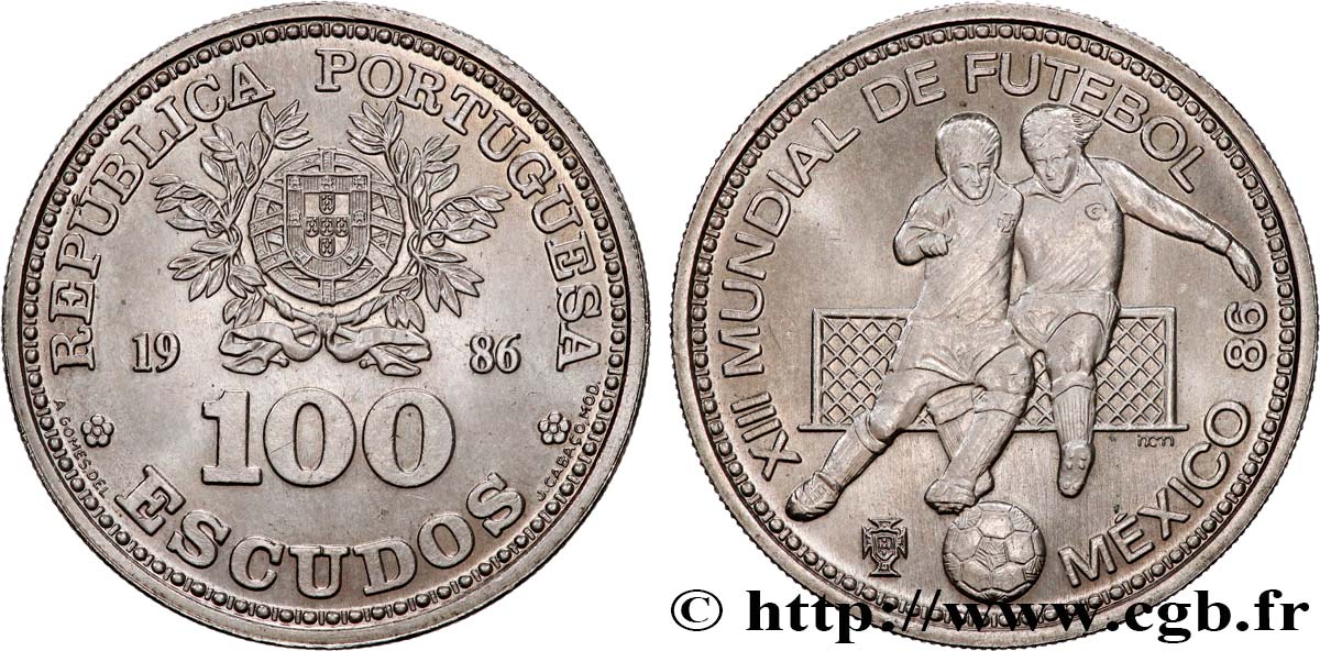 PORTUGAL 100 Escudos XIIIe Mondial de Football 1986 Lisbonne SPL 