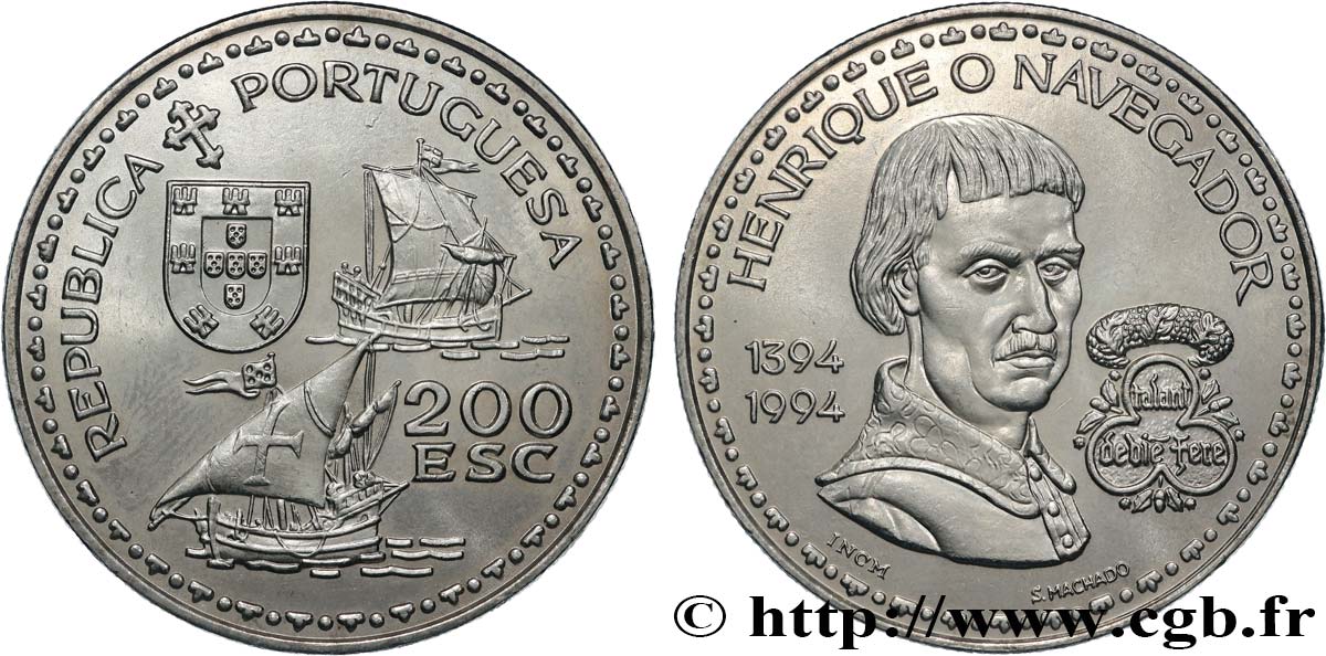 PORTUGAL 200 Escudos 600e anniversaire de la naissance de Henri le navigateur 1994  SPL 