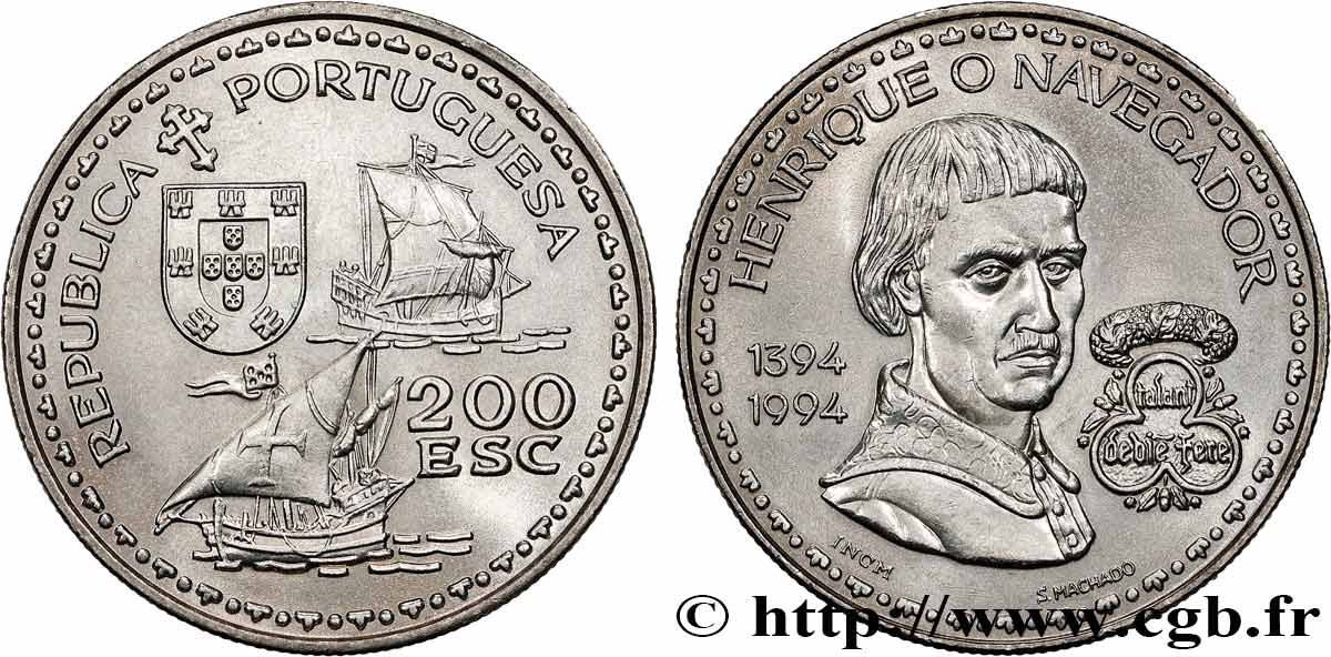 PORTUGAL 200 Escudos 600e anniversaire de la naissance de Henri le navigateur 1994  SPL 