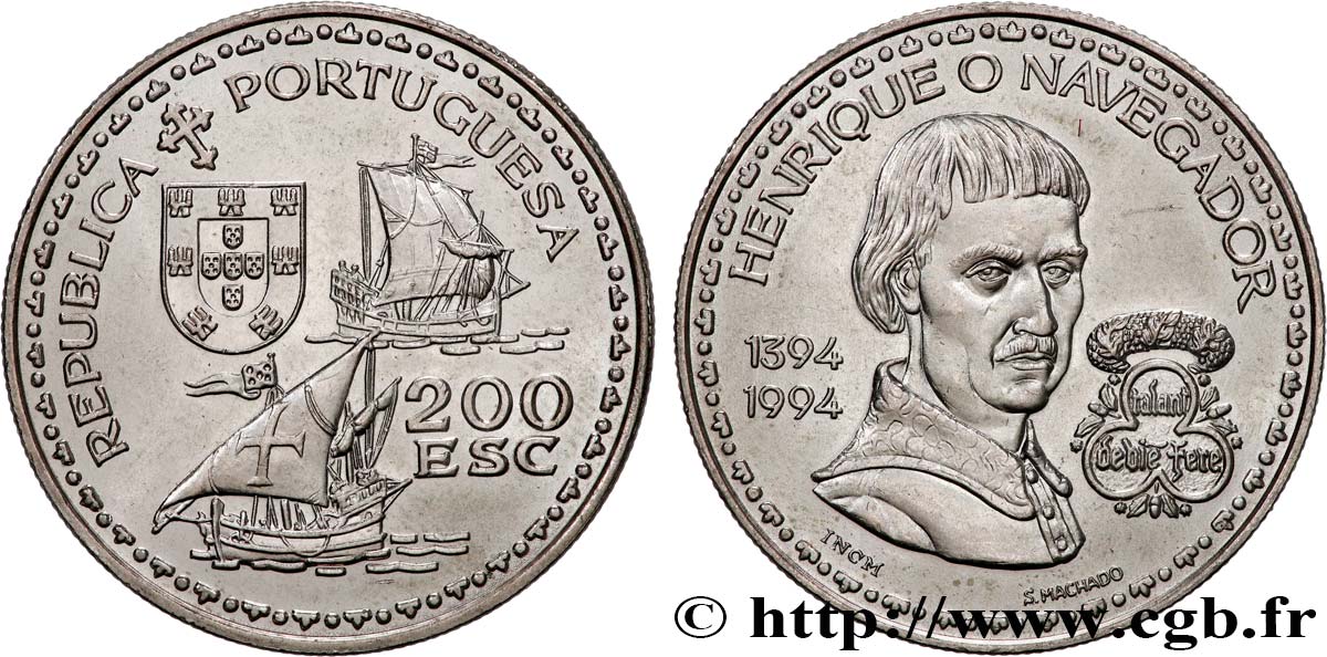 PORTUGAL 200 Escudos 600e anniversaire de la naissance de Henri le navigateur 1994  SPL 