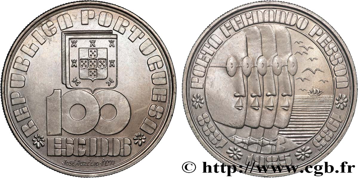 PORTUGAL 100 Escudos 50e anniversaire de la mort de Fernando Pessoa 1985  AU 