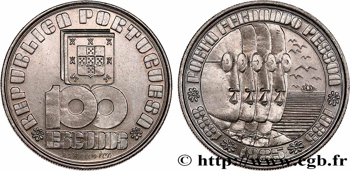 PORTUGAL 100 Escudos 50e anniversaire de la mort de Fernando Pessoa 1985  SUP 
