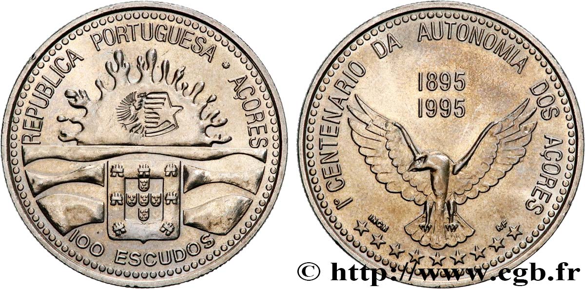 AZZORRE 100 Escudos Centenaire de l’autonomie des Açores 1995  MS 