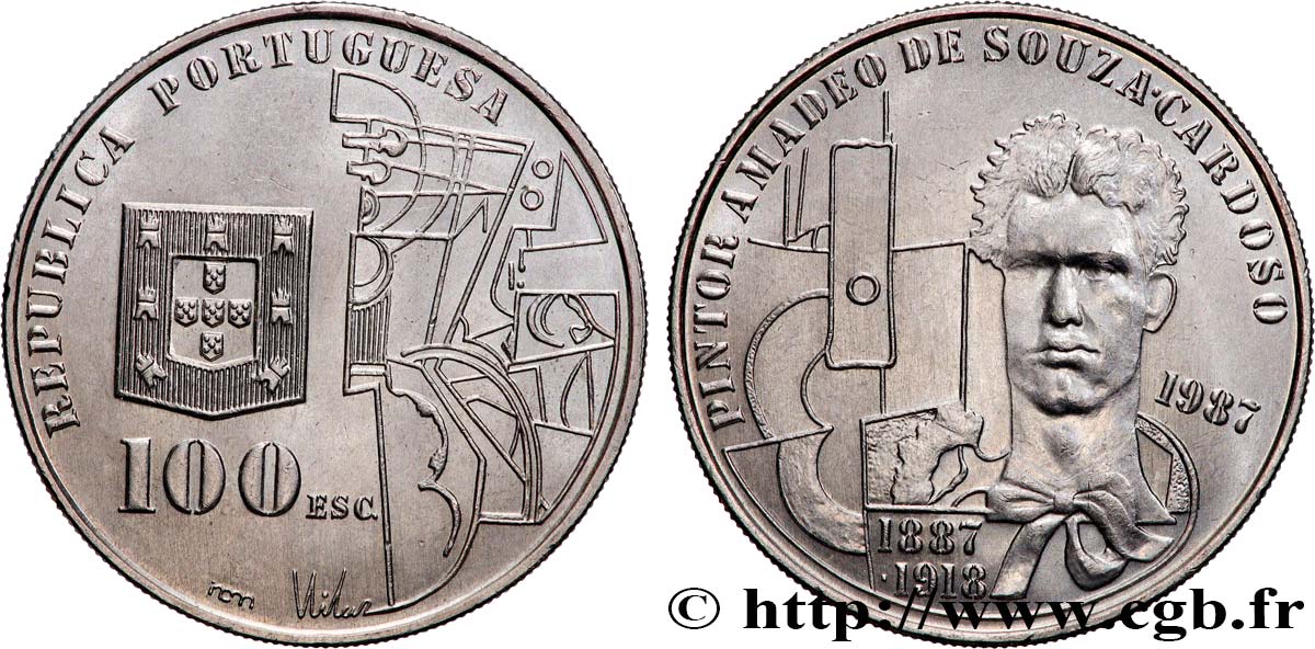 PORTUGAL 100 Escudos 100e anniversaire de la naissance du peintre Amadeo de Souza Cardoso 1987 Lisbonne SUP 