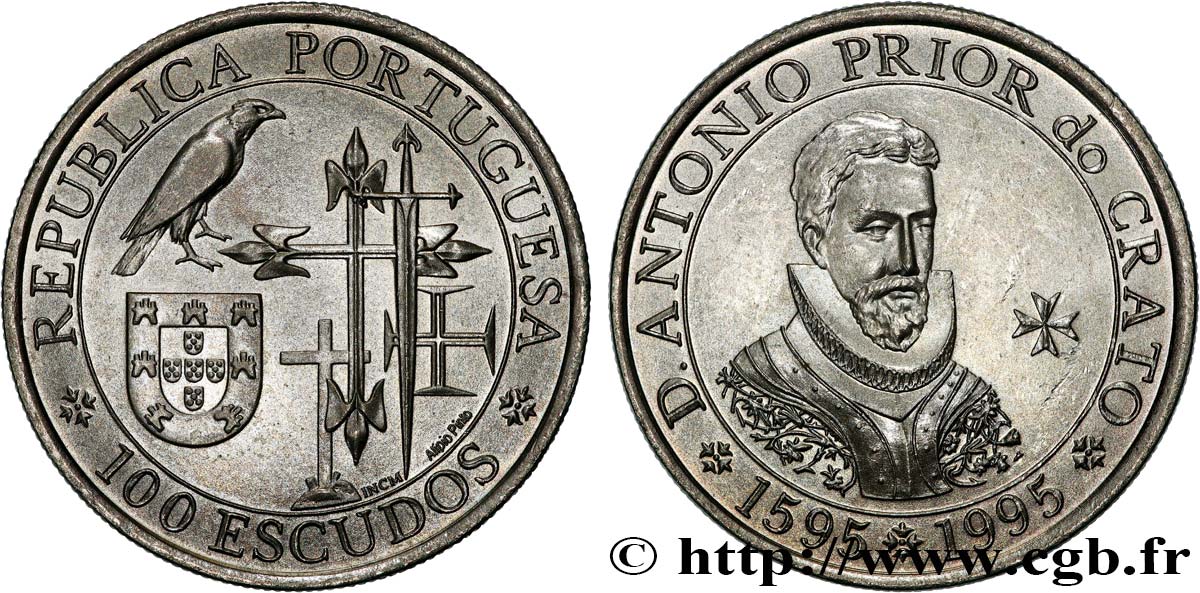 PORTUGAL 100 Escudos Antonio Prior de Crato 1995  fST 