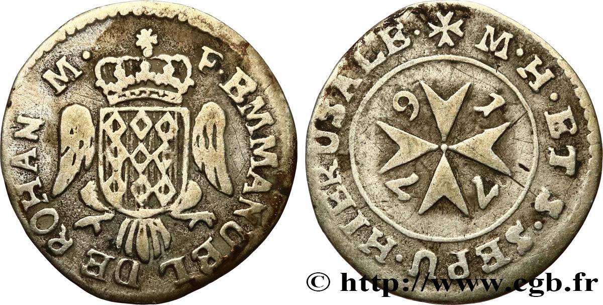 MALTE 2 Tari - Emmanuel de Rohan 1779  TB+ 