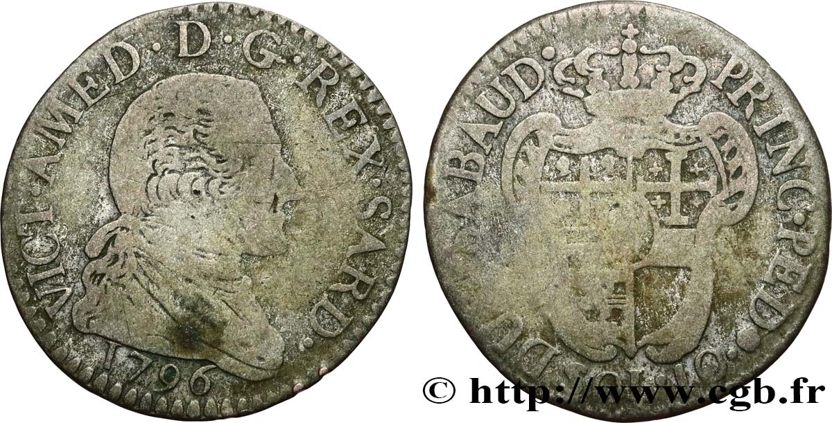SAVOY - DUCHY OF SAVOY - VICTOR-AMADEUS III 10 sols (10 soldi) 1796 Turin VF 