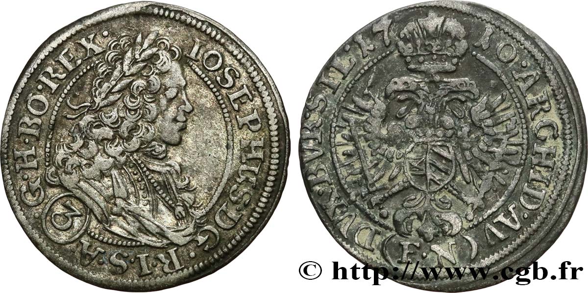 GERMANY - SILESIA 3 Kreuzer - Joseph Ier 1710 Breslau XF 