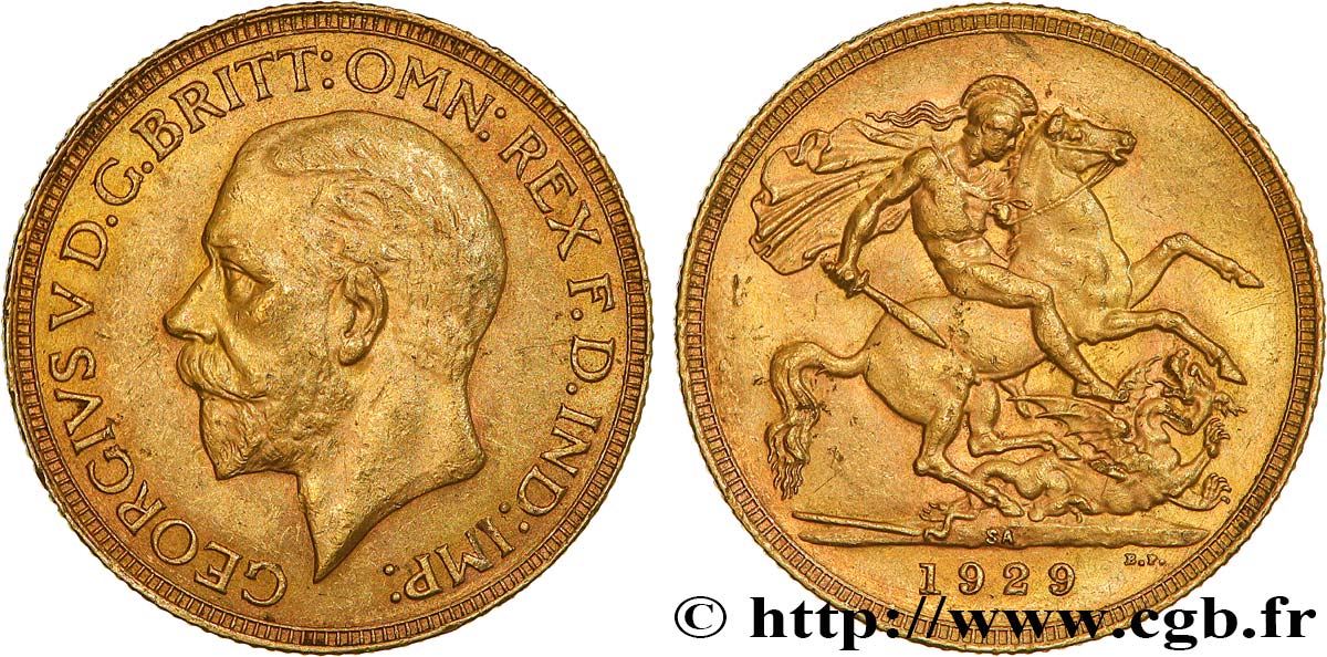 GOLD, PALLADIUM & PLATINUM INVESTMENT 1 Souverain Georges V 1929 Pretoria AU 