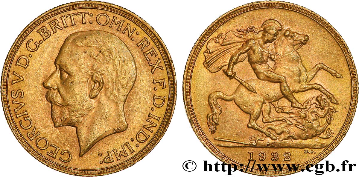 INVESTMENT GOLD 1 Souverain Georges V 1932 Afrique du Sud AU 
