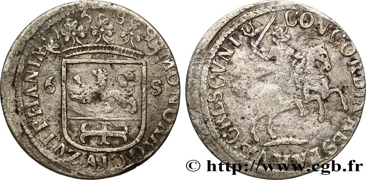 PAYS-BAS - PROVINCES-UNIES 6 Stuivers - Zutphen 1689  TB+/TTB 