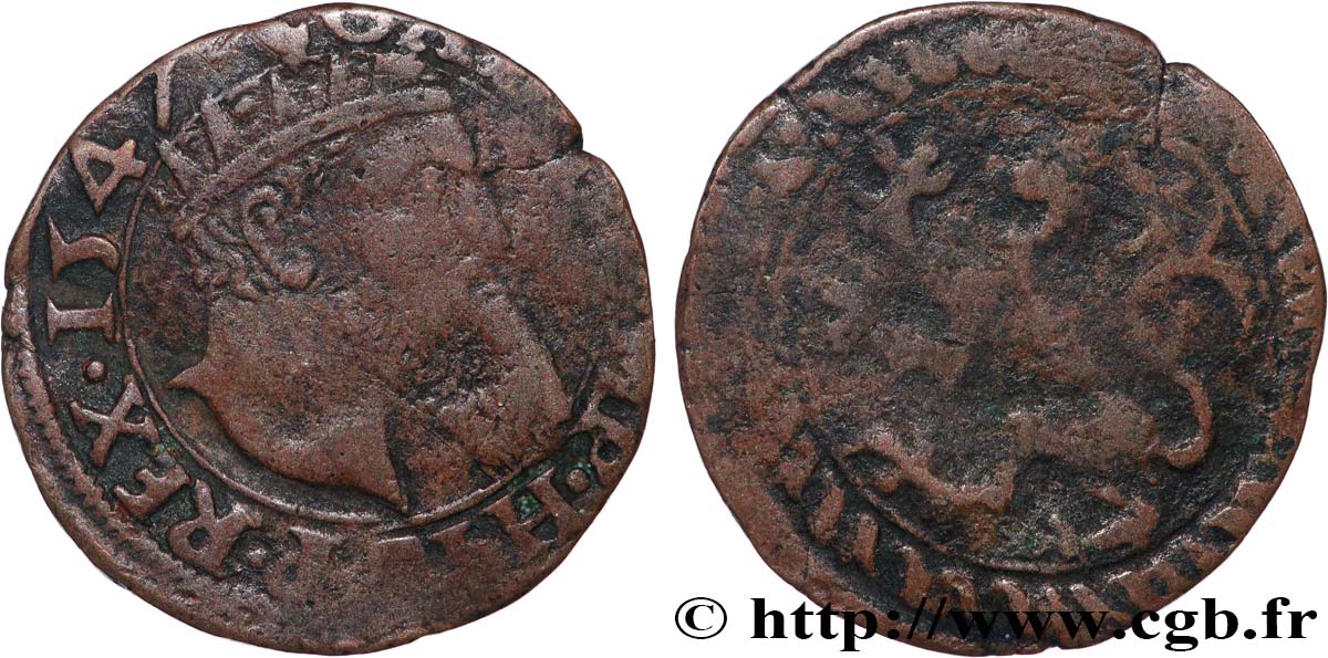 PAYS-BAS ESPAGNOLS - DUCHÉ DE BRABANT - CHARLES V DIT CHARLES QUINT Courte 1547 Anvers B+ 