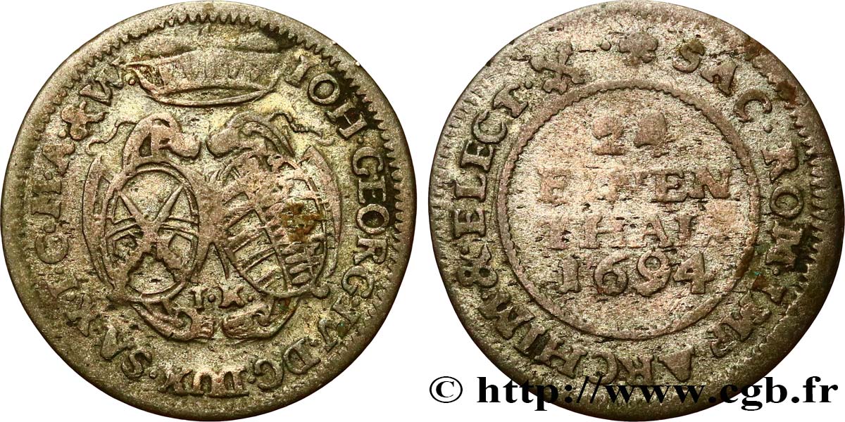 ALLEMAGNE - SAXE 1/24 Thaler au nom de Jean-Georges IV 1694 Chemnitz TB+ 