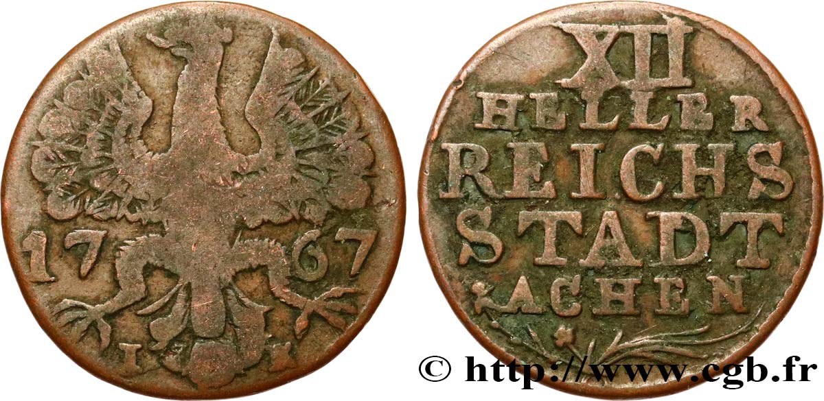 ALEMANIA - AQUIGRáN 12 Heller ville de Aachen aigle 1767  BC 