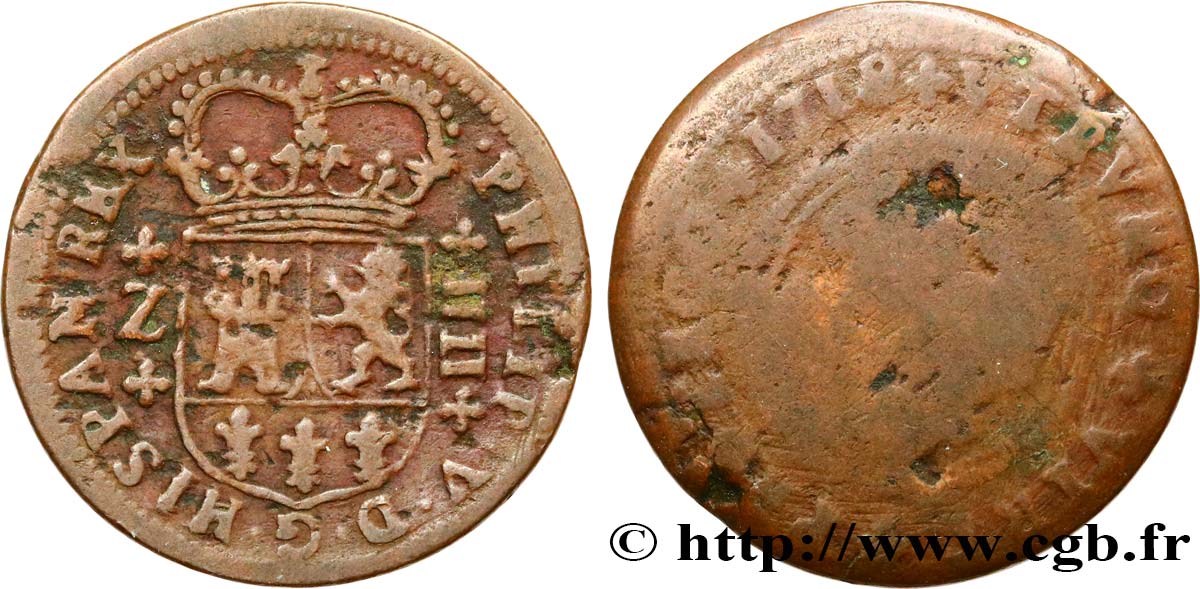 SPANIEN 4 Maravedis Philippe V 1718 Saragosse fSS/SGE 