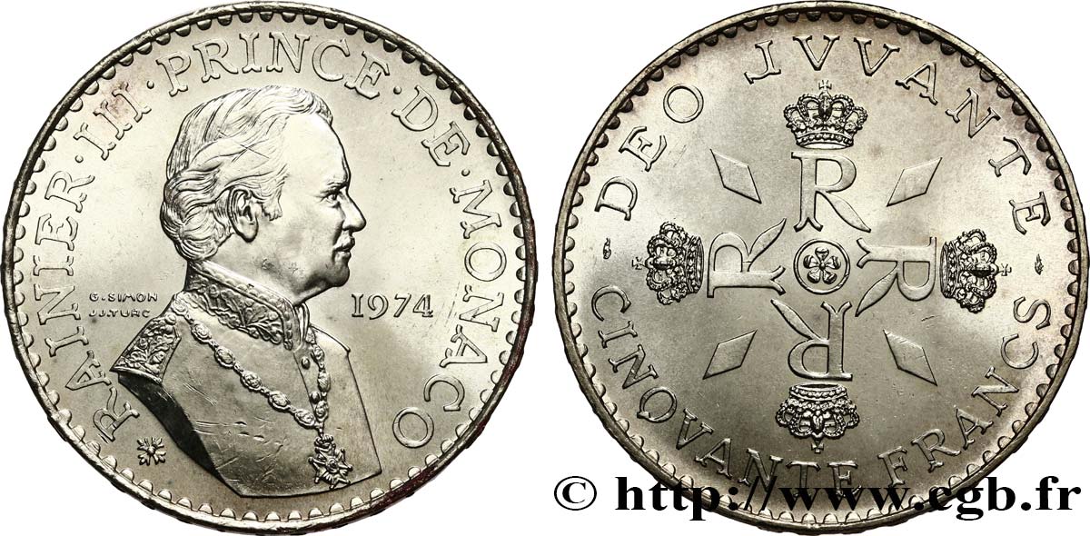 MONACO 50 Francs Rainier III 1974 Paris SPL 
