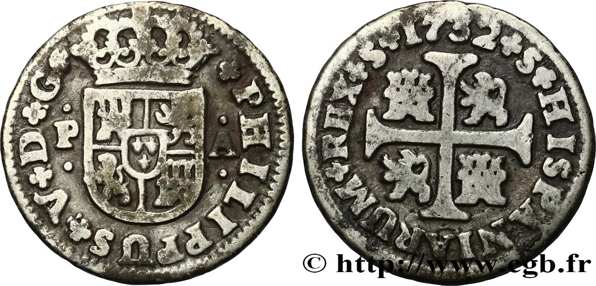ESPAGNE 1/2 Real Philippe V 1732 Séville TB 