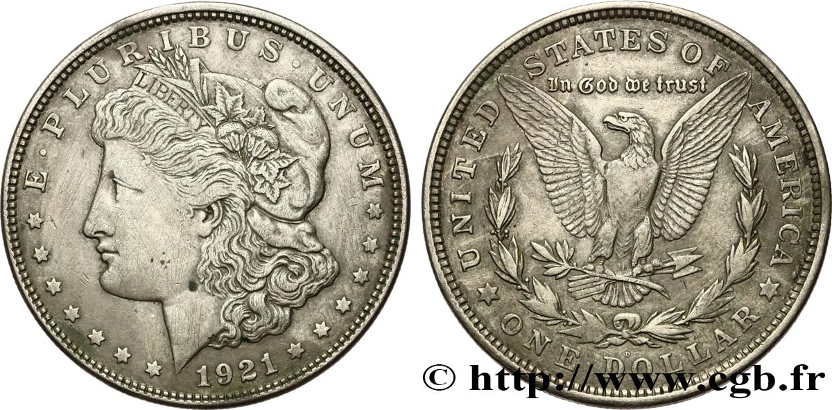 ÉTATS-UNIS D AMÉRIQUE 1 Dollar Morgan 1921 Denver TB+ 