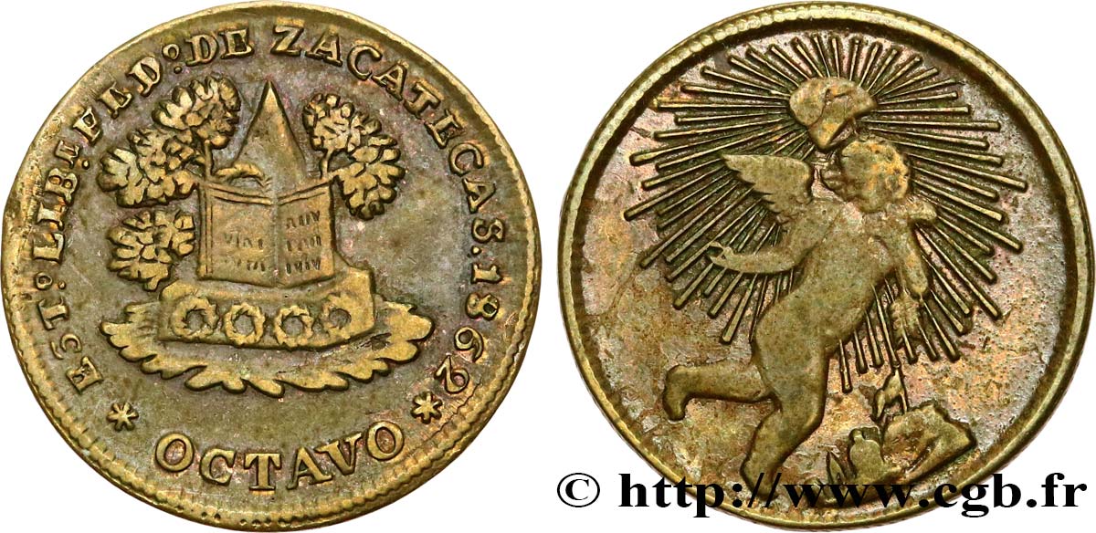 MEXICO 1/8 Real Zacatecas 1862 Zacatecas XF/VF 