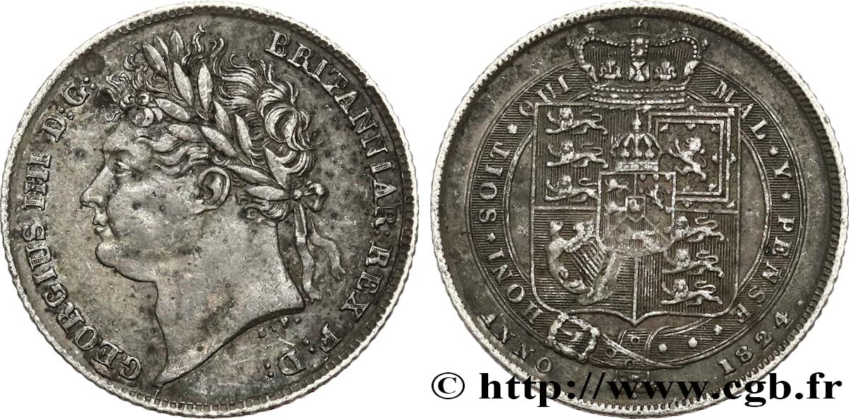 ROYAUME-UNI 6 Pence Georges IV 1824 Londres TB+ 