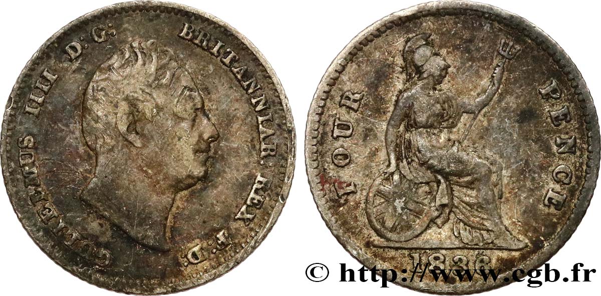 ROYAUME-UNI 4 Pence ou Groat Guillaume IV 1836  TB 