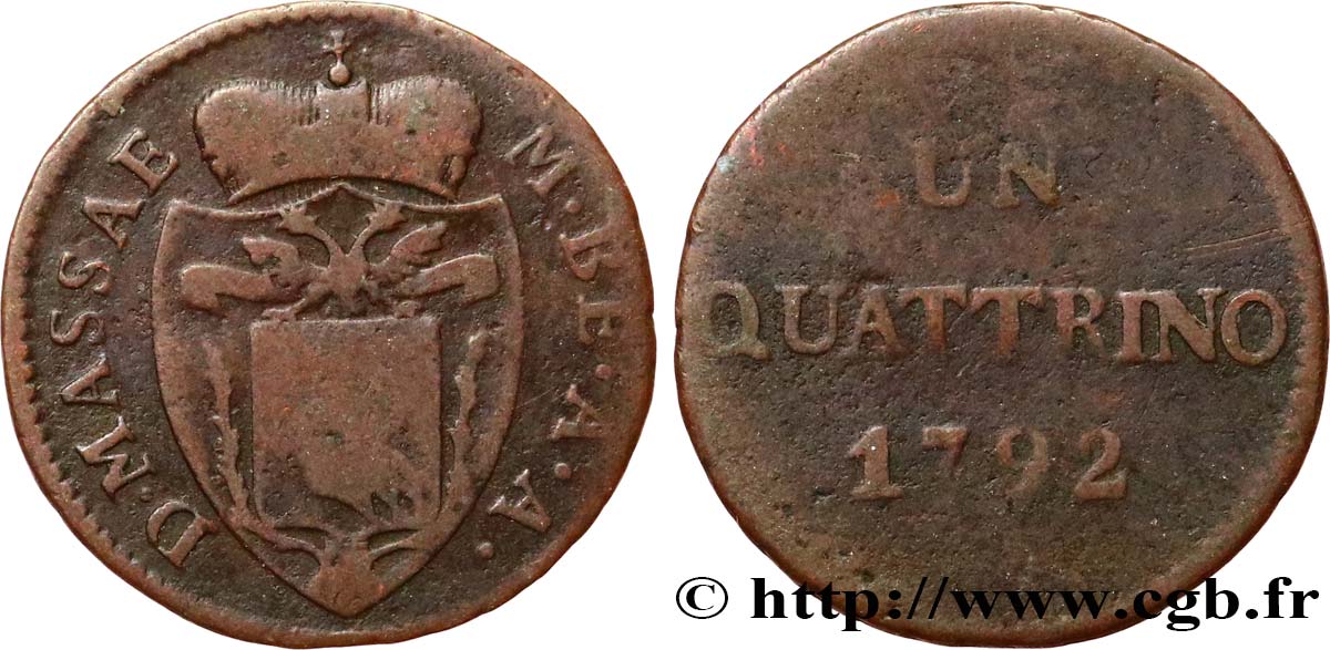 ITALIA - MASSA 1 Quattrino 1792 Massa BC 