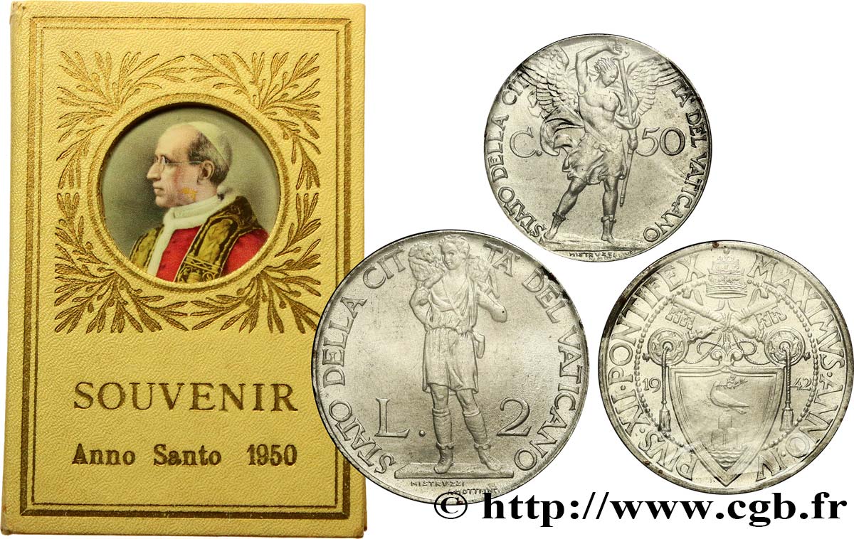 VATIKANSTAAT UND KIRCHENSTAAT Série 3 monnaies - Souvenir 1950 1941-1942  fST 
