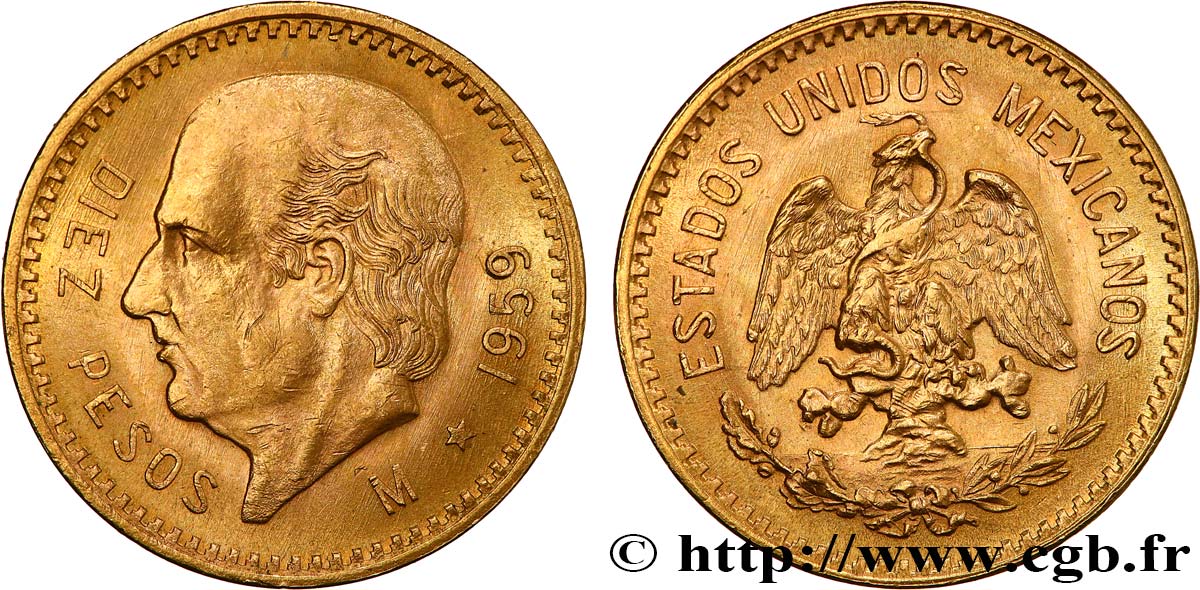 MEXIKO 10 Pesos or Miguel Hidalgo y Costilla 1959 Mexico fVZ 